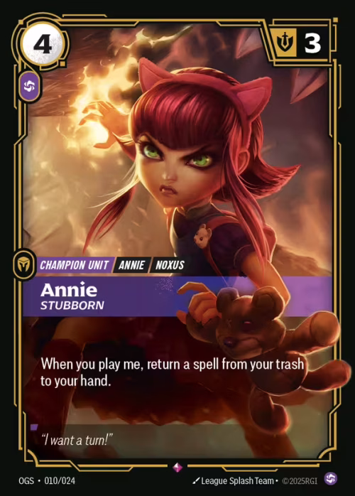Annie, Stubborn - Riftbound Spoiler - Proving Grounds
