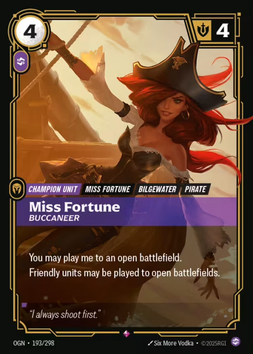 Miss Fortune, Buccaneer - Riftbound Spoiler - Origins