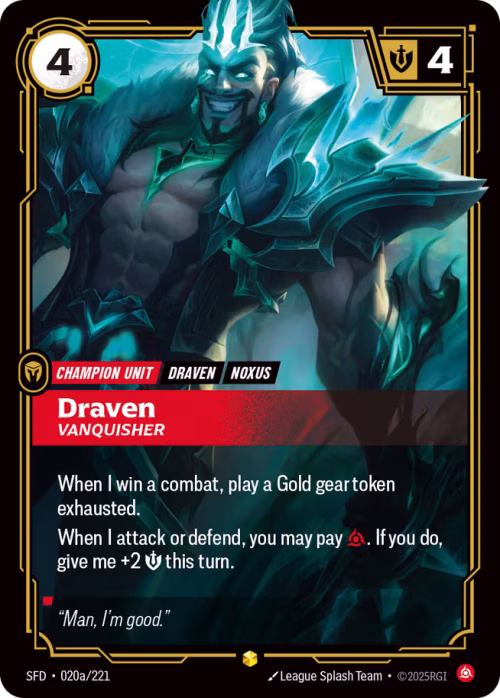 Draven, Vanquisher - Spiritforged Riftbound Spoiler