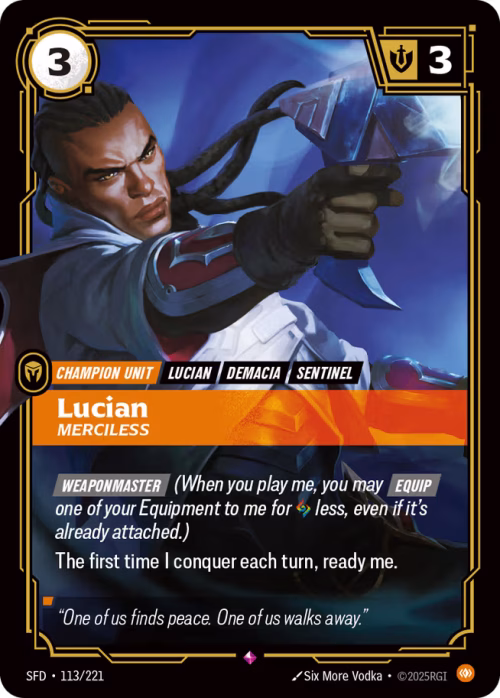 Lucian, Merciless 0 - Spiritforged Riftbound Spoiler