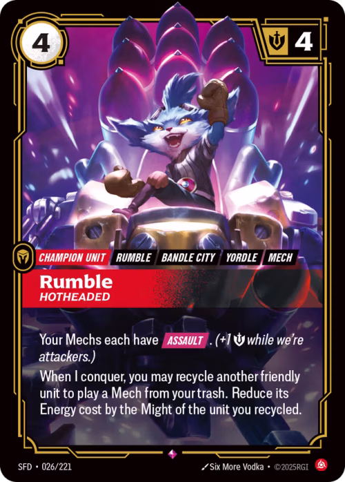 Rumble, Hotheaded 2 - Spiritforged Riftbound Spoiler