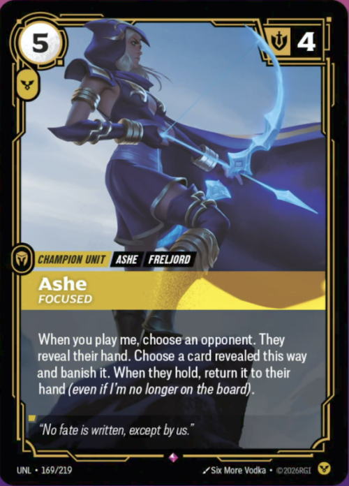 Ashe, Focused