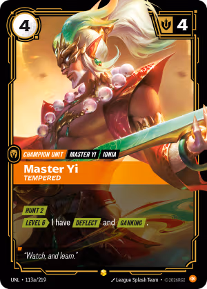 Master Yi, Tempered 2 - Unleashed Riftbound Spoiler