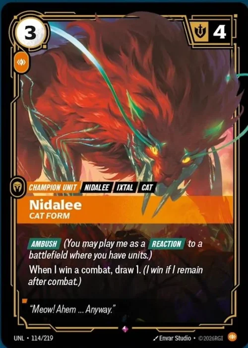 Nidalee, Cat Form - Unleashed Riftbound Spoiler