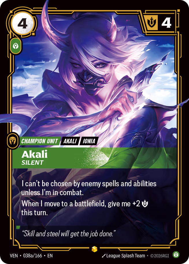 Akali, Silent 2 - Vendetta Riftbound Spoiler
