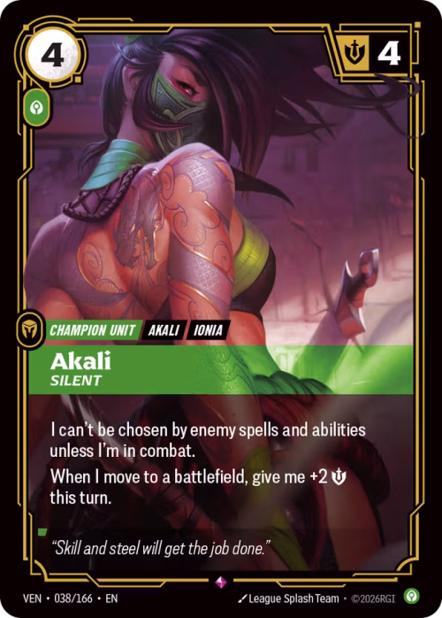 Akali, Silent - Vendetta Riftbound Spoiler