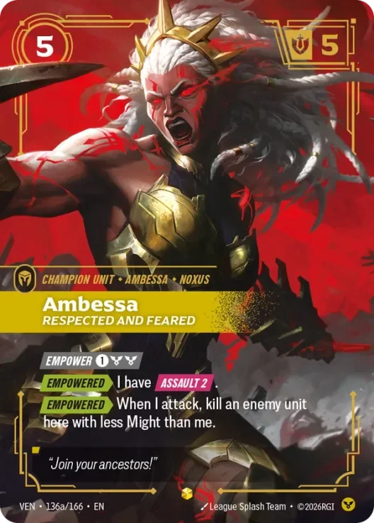 Ambessa, Respected and Feared 2 - Vendeta Riftbound Spoiler