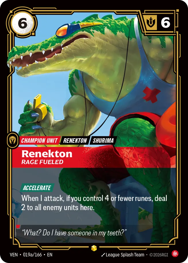 Renekton, Rage Fueled 2 - Vendeta Riftbound Spoiler
