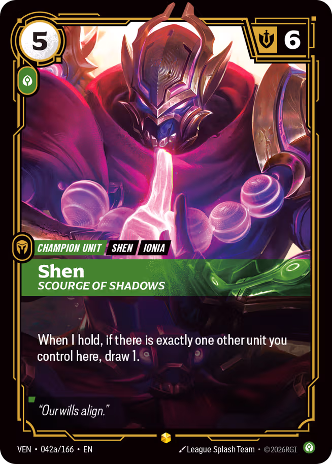 Shen, Scourge of Shadows - Vendetta Riftbound Spoiler