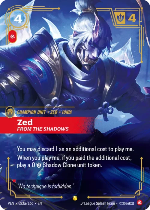 Zed, From the Shadows 2 - Vendeta Riftbound Spoiler